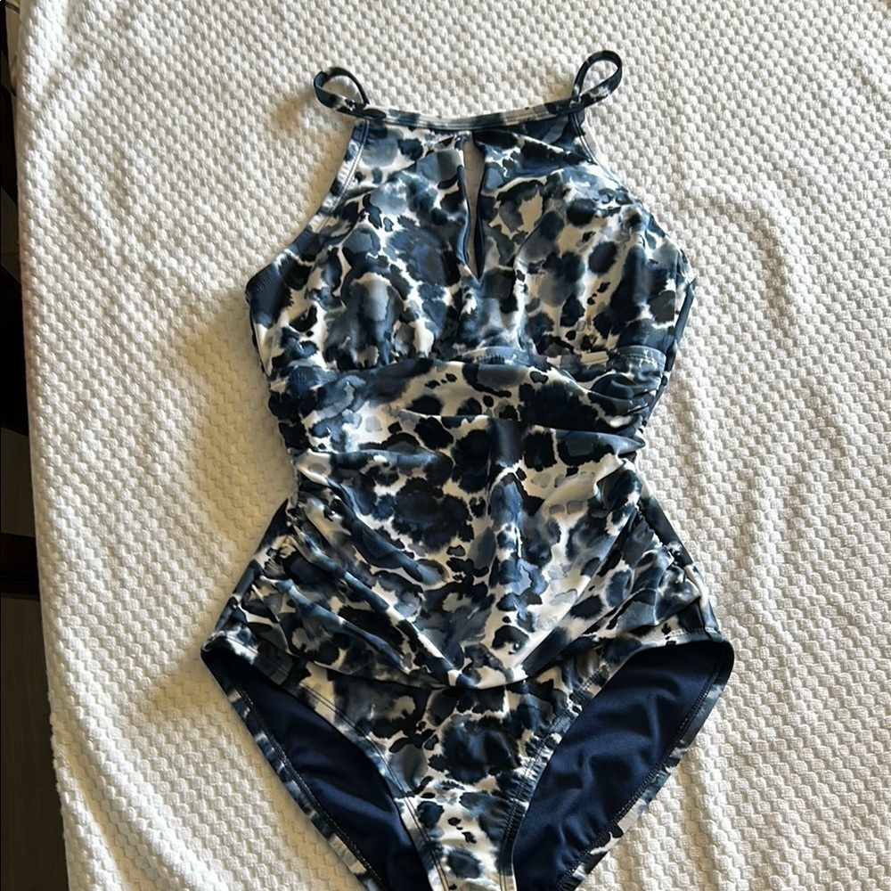 Ellen Tracy Blue and White Swimsuit
